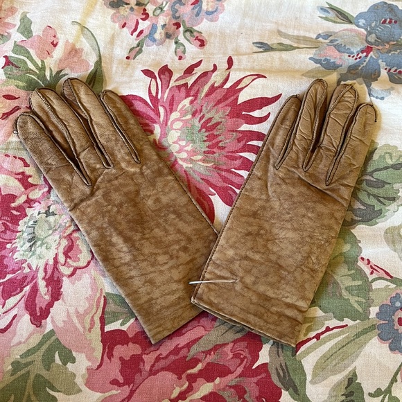 Vtg 70 80s LEATHER Driving Gloves Size Small Medium Classic Brown Pull-On Glove - Picture 12 of 12